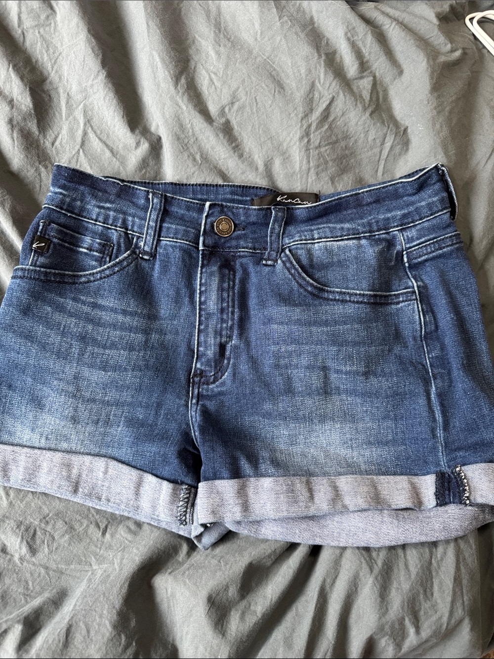 KanCan Dark Blue Rolled-Hem Denim Shorts